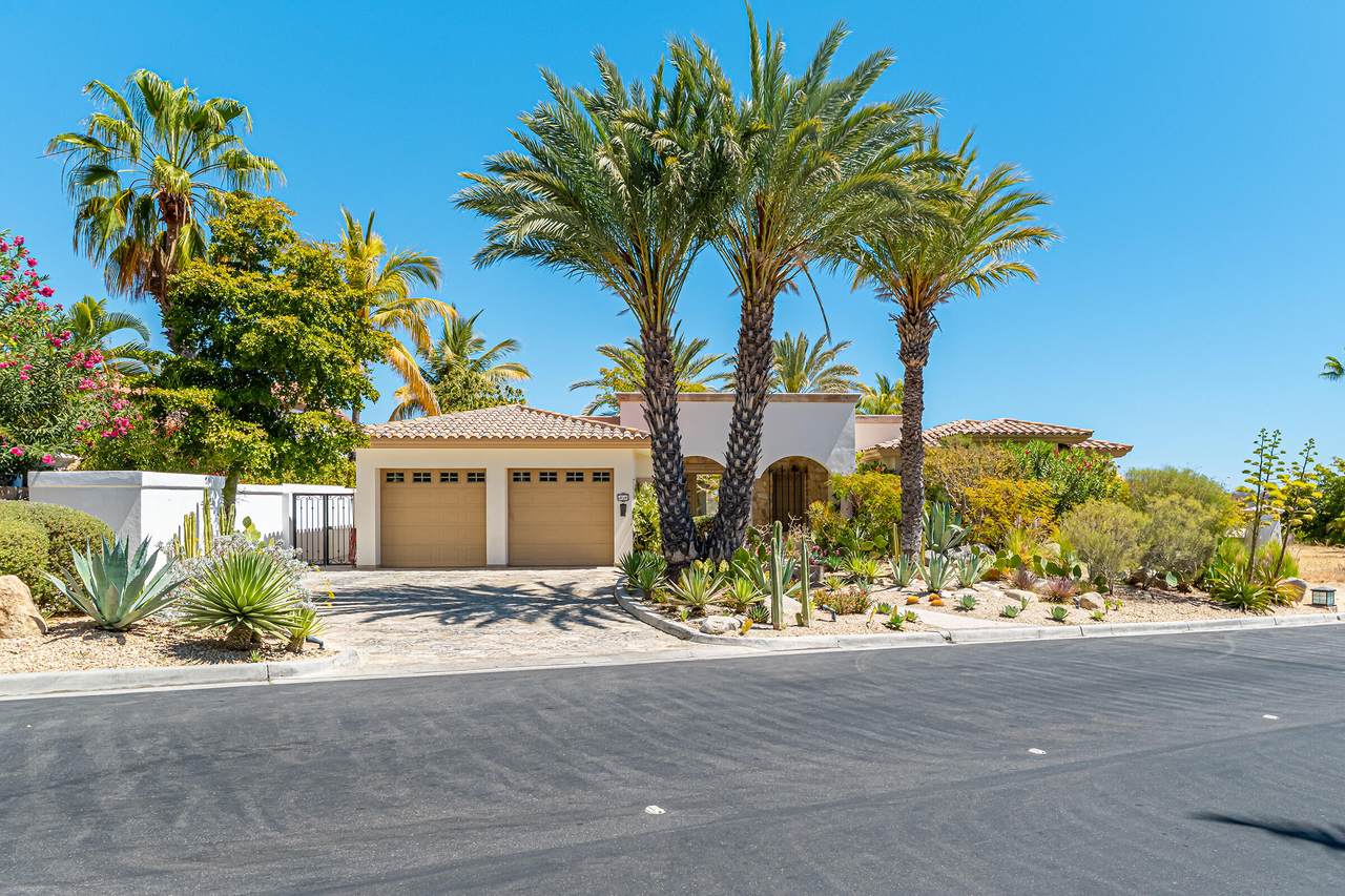 A House With Palm Trees And A Driveway